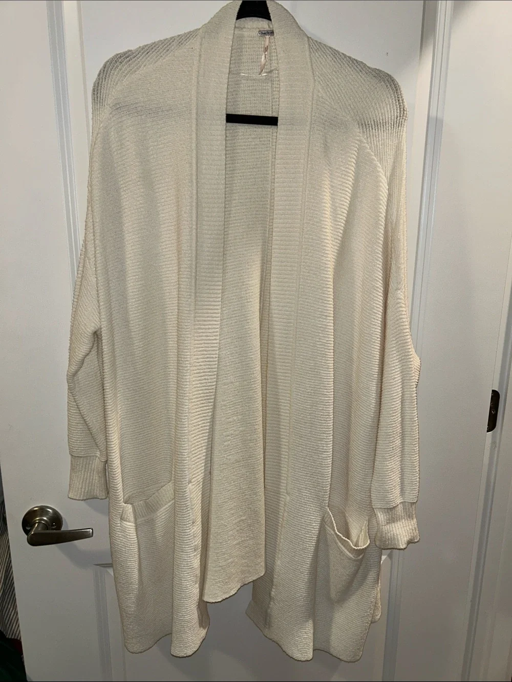 Free People Ivory Open-Front Knit Cardigan